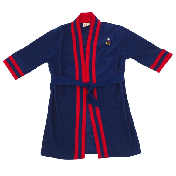 Walt Disney Character Other - Disney Vintage Robe Mickey Mouse Navy Red Stripe 80s Made in USA Kids Size 5-6